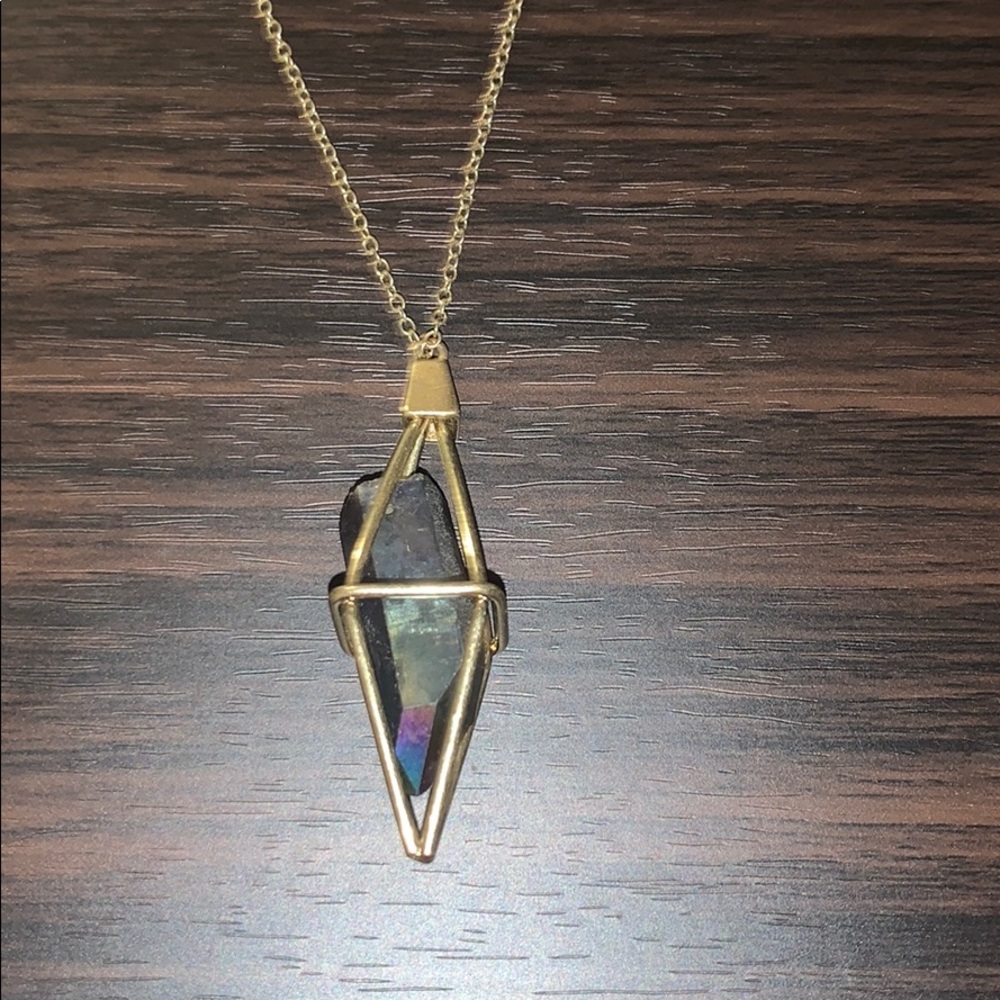 Caged crystal gold necklace